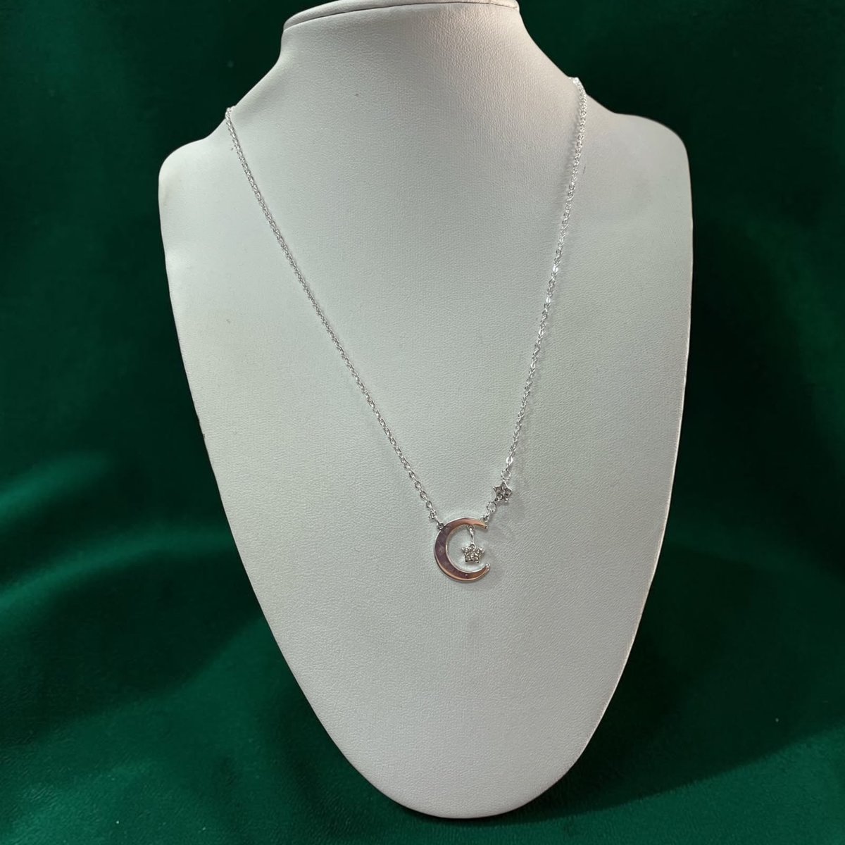 COLLAR LUNA Y ESTRELLITAS CON BRILLOS ACERO BLANCO