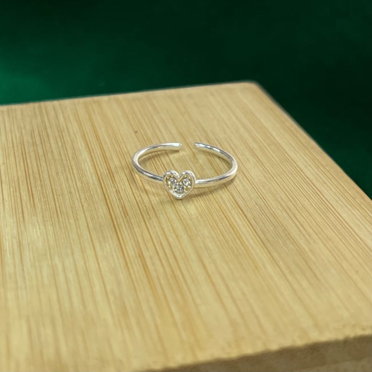 ANILLO REGULABLE CORAZONCITO BRILLOSO ACERO BLANCO