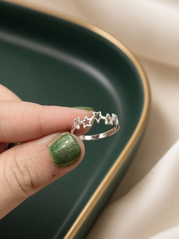 ANILLO ESTRELLITAS ACERO BLANCO