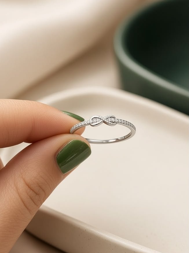 ANILLO INFINITO CRUZADO CON BRILLOS PLATA 925