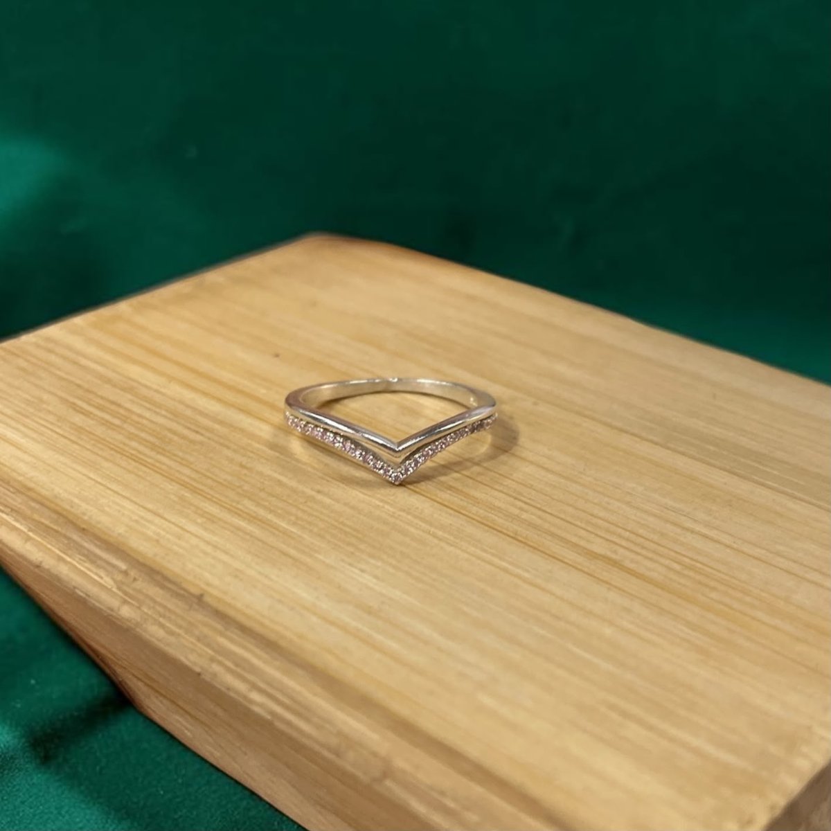 ANILLO DOBLE EN V BRILLOS ROSAS PLATA 925