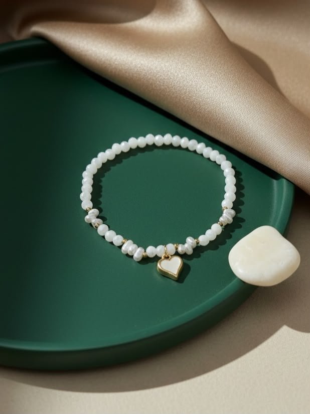 PULSERA ELÁSTICA CORAZÓN BLANCO CANUTILLOS