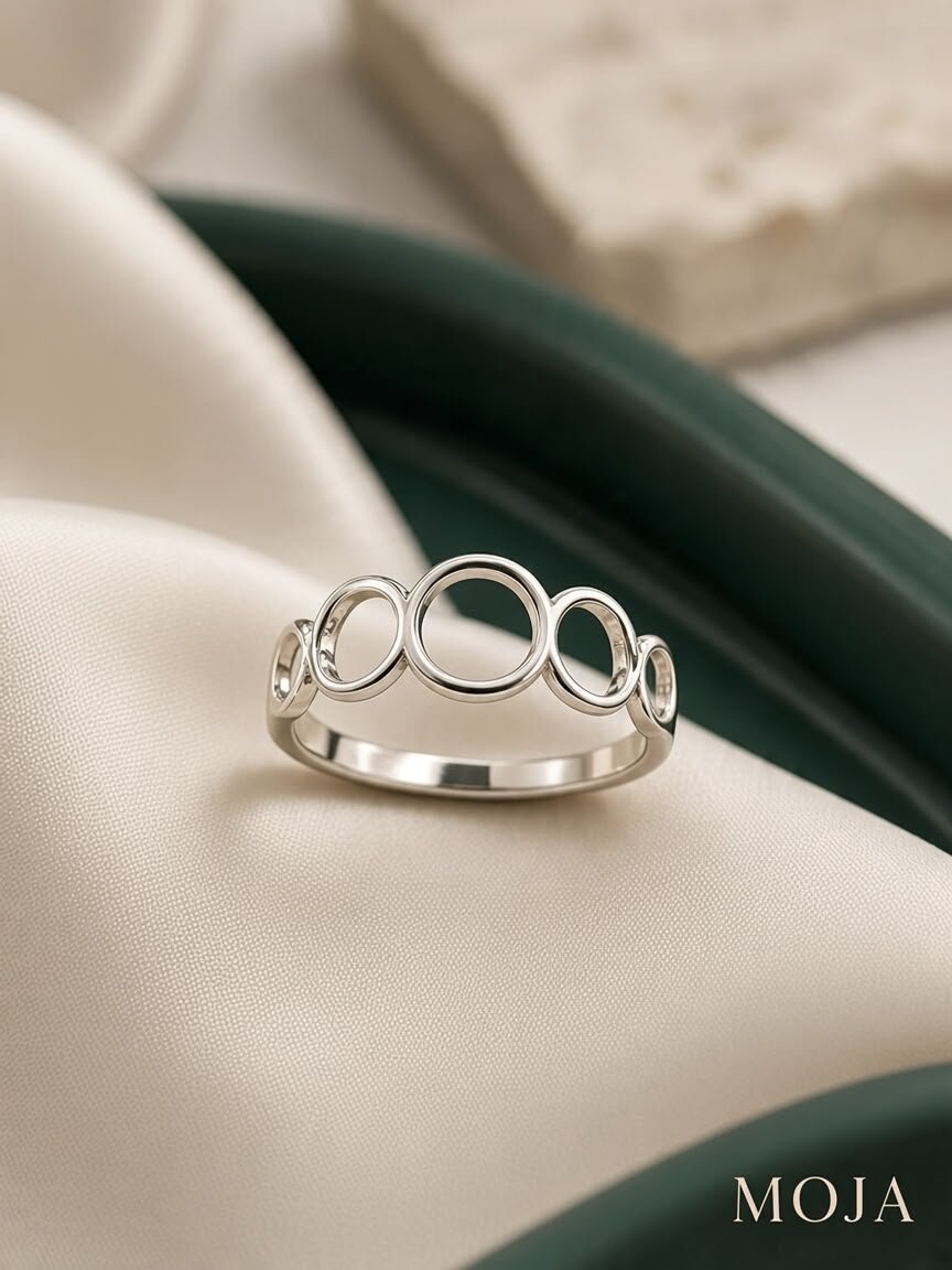ANILLO CIRCULOS ACERO BLANCO