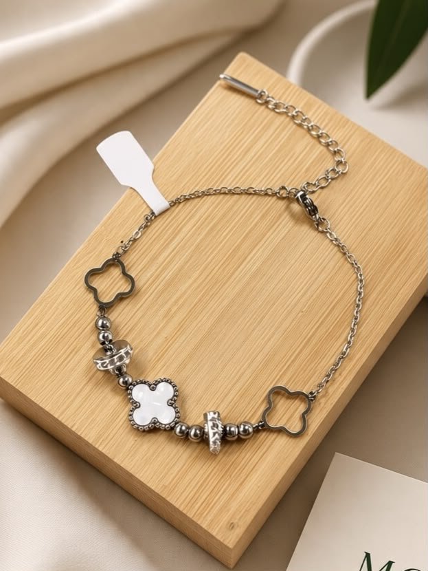 PULSERA TREBOL + DIJES ACERO QUIRÚRGICO