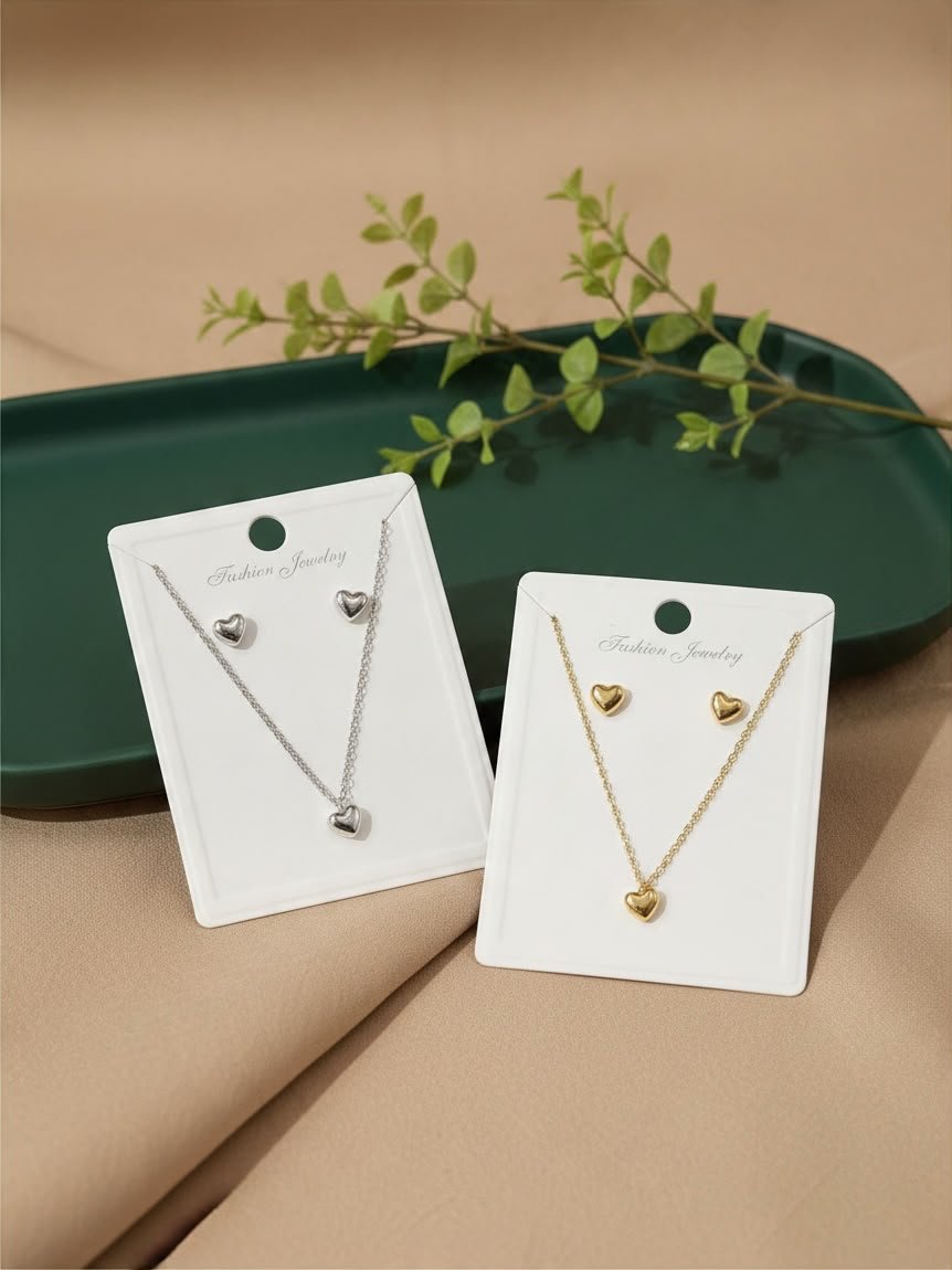COMBO AROS + COLLAR CORAZON COBRE